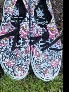 Vans Disney Cheshire Cat Checkerboard Sneakers - Pink/Black/White Unisex
